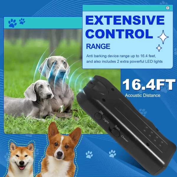 Répulsif à ultrasons portable 3 en 1 pour chien, dispositif anti-aboiement, dissuasif, dispositif d'entraînement pour animaux de compagnie – Image 4