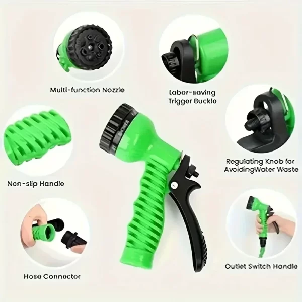 Tuyau magique haute pression extensible de 200 pieds, 7 fonctions de pulvérisation d'eau, pistolet, matériaux durables, outils d'arrosage de jardin domestique – Image 10