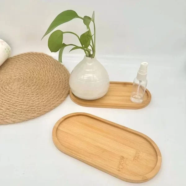 Plateau multi-bambou, soucoupe en bois, Pot de fleur, plateau de tasse, plaque de dessous de verre pour cuisine, assiette décorative, dessous de verre créatif, tapis de tasse à café – Image 2