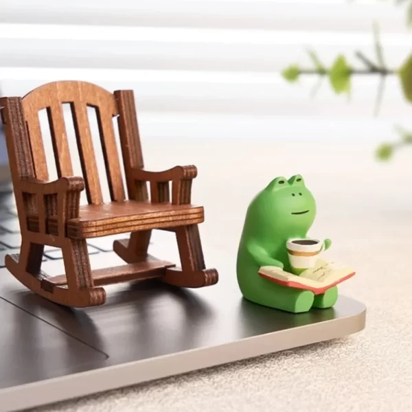 Chaise à bascule grenouille, mignonne, japonaise, petite décoration de guérison, décoration de bureau, décoration de contrôle central de voiture – Image 5