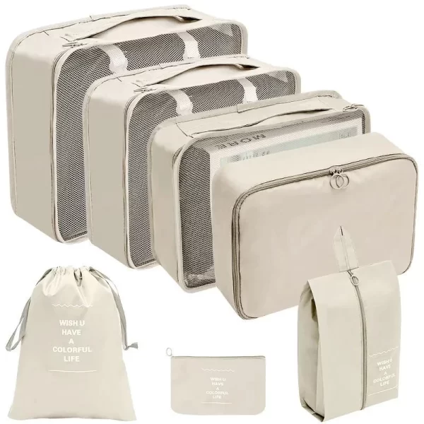 7 / 8 / 9 / 10 Pcs Set Voyage Organiseur Sacs de stockage Valise Emballage Cubes Set Cases Portable Vêtements Voyage Chaussures Tidy Pouch Folding – Image 6