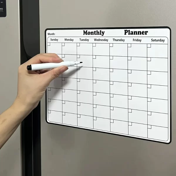 Calendrier magnétique élégant effaçable à sec – Planificateur mensuel polyvalent pour réfrigérateur – Organisation et décoration faciles de cuisine – Image 7