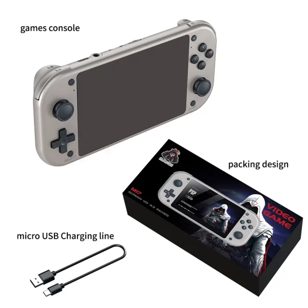 BOYHOM M17 Console de jeux vidéo Portable rétro système Linux Open Source écran IPS 4,3 pouces lecteur vidéo de poche Portable 64 Go – Image 6