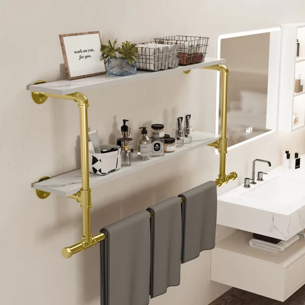Étagère murale en bois T1 pour les vêtements de tuyaux industriels, étagères flottantes, étagère de détail T1 pour les vêtements T1 – Image 8
