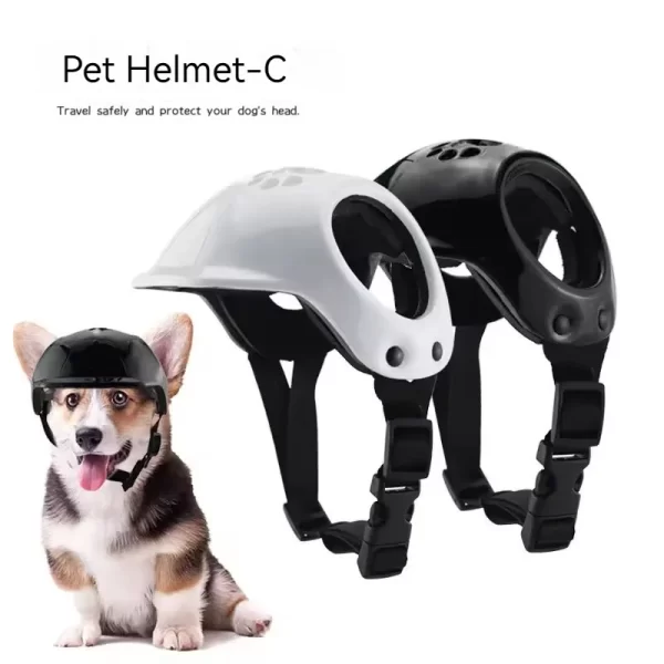 ​ ​ Casque réglable pour animaux de compagnie certifié CE avec lunettes de soleil UV pour chiens et chats-équipement de sécurité de voyage/vélo protection extérieure légère – Image 5
