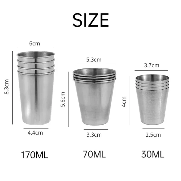 2025 4 pièces tasses en acier inoxydable de voyage en plein air Mini verres pour whisky vin avec étui verres portables 30 ml/70 ml/170 ml – Image 6
