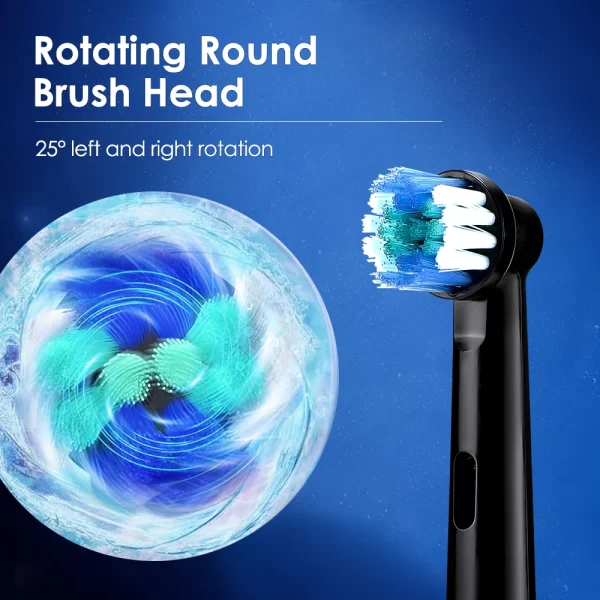 Brosse à dents électriques rotatives Brosse à dents électriques rechargeables pour adultes Brosse à dents électriques rotatives avec 8 têtes de brosse douces – Image 7