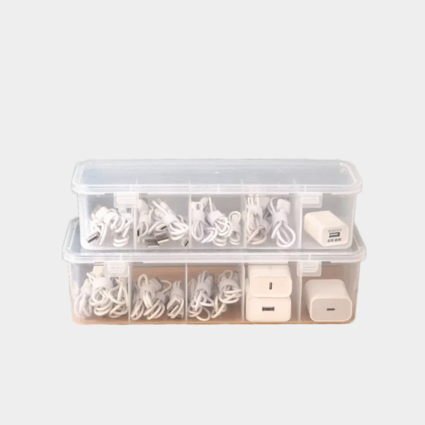Cable de données transparent organisateur de cas Classification de l'organiseur de carte anti-poussière avec couvercle Clutter Collector Box pour Office Home