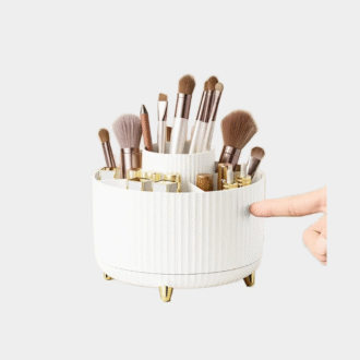Conteneur de stockage de brosse de maquillage rotatif bouche étagère rouge ménager vanité stylo conteneur boîte de stockage de cosmétiques