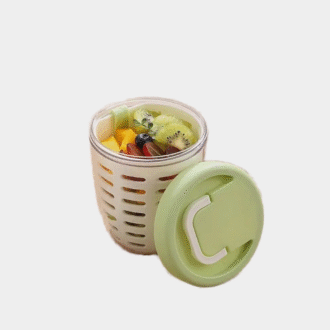 Tasse à salade avec fourchette, tasse à fruits cylindrique en plastique, fonction de Drainage multifonctionnelle, récipient à salade, boîte à déjeuner Portable