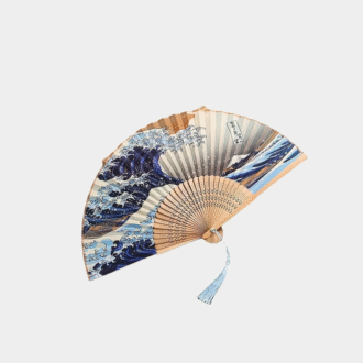 1pc, ventilateur pliant japonais fait à la main décoratif vague Kanagawa ventilateur pliable ventilateurs à main Vintage pour les femmes Portable pliant F