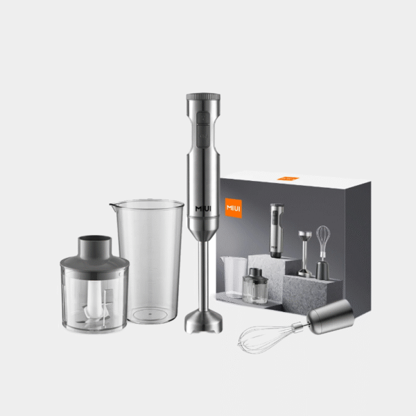 MIUI mélangeur à Immersion manuel 1000W puissant 4 en 1, mélangeur alimentaire en acier inoxydable, bécher de mélange de 700ml, processeur 500ml, fouet