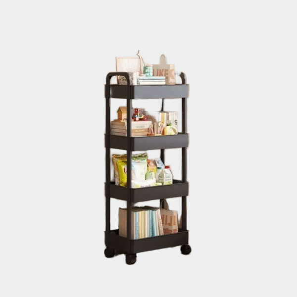 Chariot de rangement roulant blanc multifonctionnel, avec étagères ouvertes, pour salon, livres, cuisine, chambre à coucher, 2025