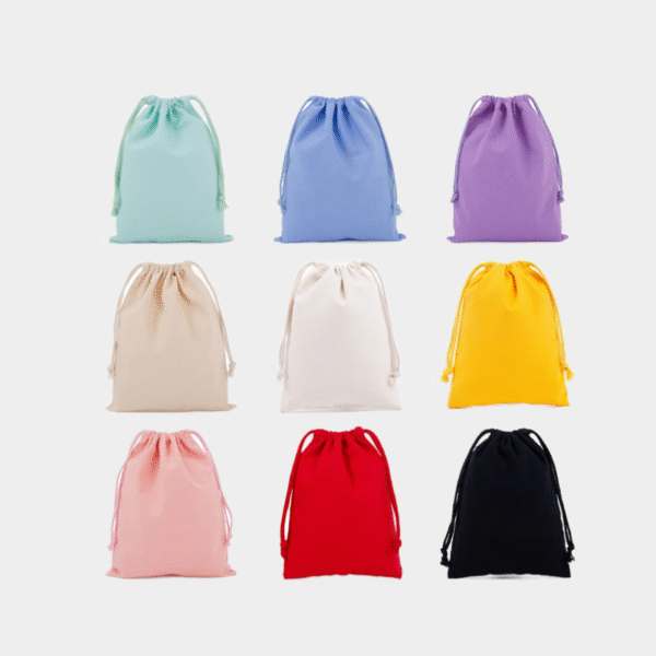Sacs de stockage à corde de tirage en coton Sacs en toile blanche pour sac cadeau de bonbons Sacs réutilisables à la maison Organiser des sacs anti-poussière
