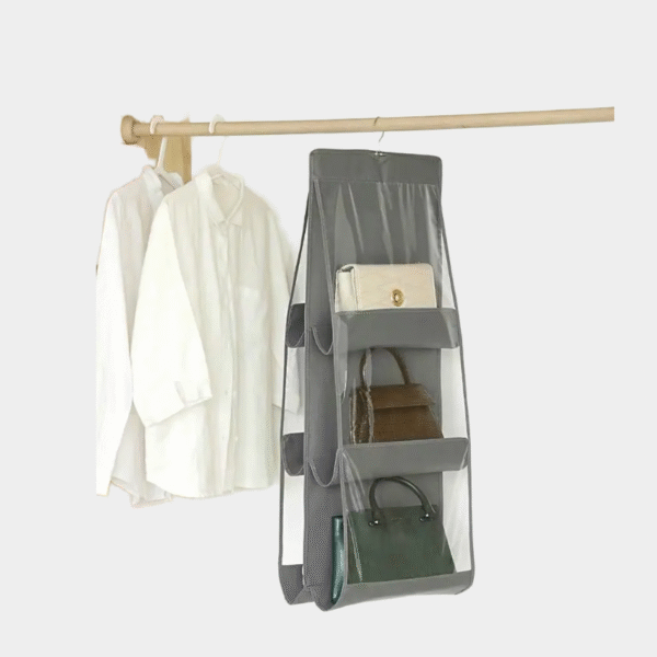 6 Poche Organiseur de sac à main accroché pour placard Gray Waterproof Storage Bag Door Wall Clear Dry Bag With Hanger Pouch