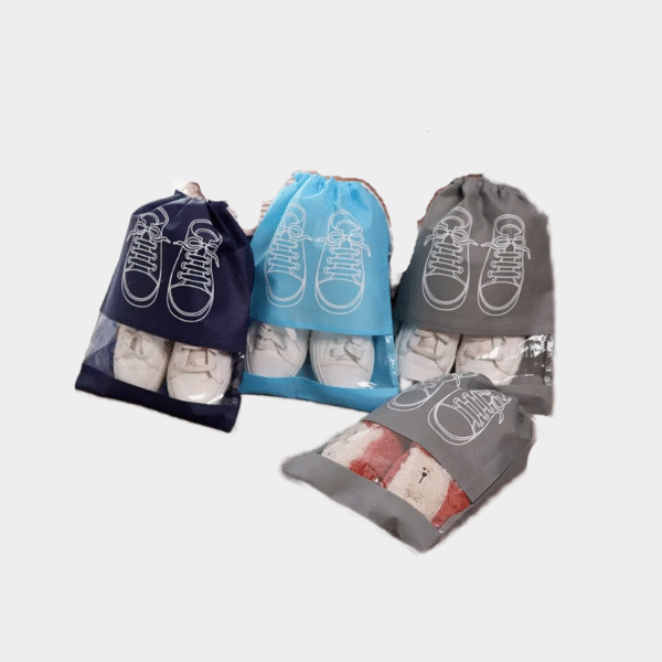 5pcs / ensemble de sac de stockage de chaussures avec épaissie non tissée sangle bouche grande capacité voyage imperméable à l'eau sac de chaussures imperméable à l'humidité