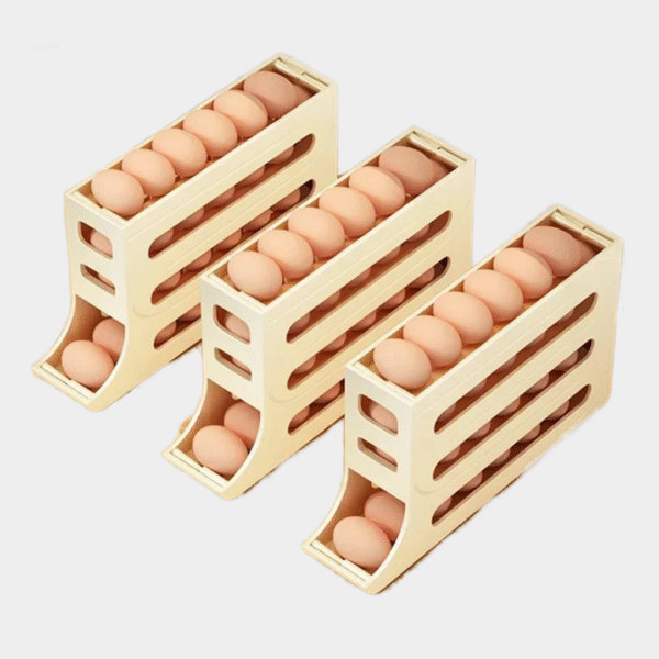 panier à œufs, récipient alimentaire, rack de boîte à œufs, rack de stockage du réfrigérateur, boîte de stockage automatique de rack à œufs roulant
